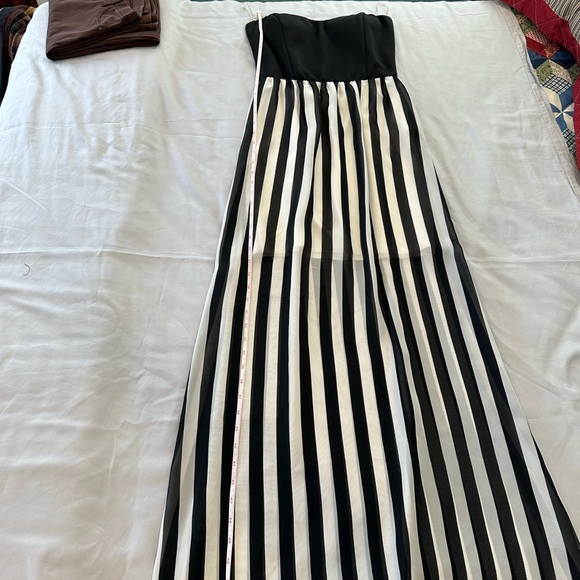 Windsor Black And White Striped Maxi Strapless Dress X-Small - Picture 10 of 16